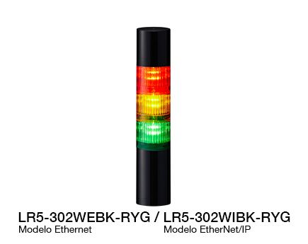 Baliza de Señalización LED Φ50 (compatible con control Ethernet / EtherNet/IP) Serie LR5-LAN
