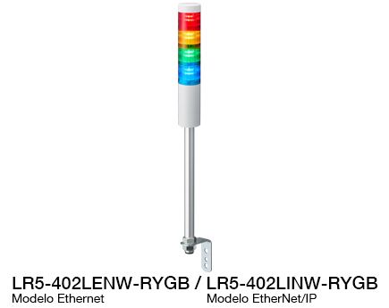 Baliza de Señalización LED Φ50 (compatible con control Ethernet / EtherNet/IP) Serie LR5-LAN