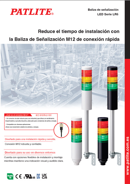Baliza de Señalización<br>M12 de desconexión rápida<br>Serie LR6