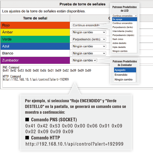 Imagen del software de control de la baliza de se&ntilde;alizaci&oacute;n LED
